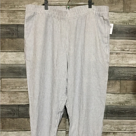 Old Navy High Rise Straight Linen Blend Pants Women XXL Gray White (Inseam 26.5) - Picture 5 of 10